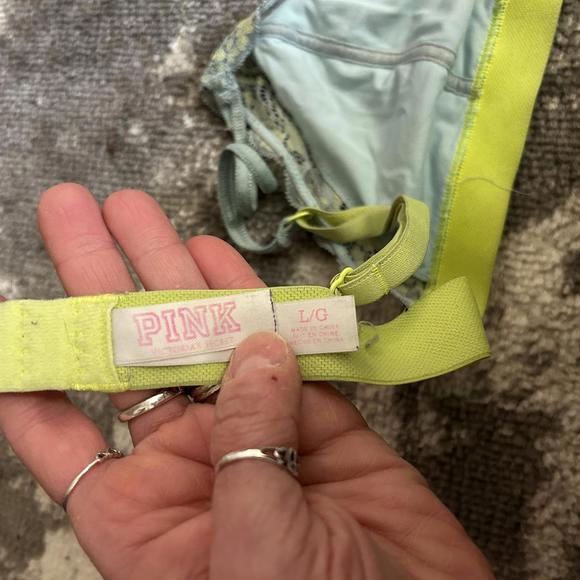 Pink by Victoria Secret Mint and Light Green Lace Triangle Bralette Large - Picture 4 of 4